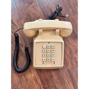 Vintage ITT Beige Push-Button Landline Phone Coiled Cord PROP Untested RJ11C 70s